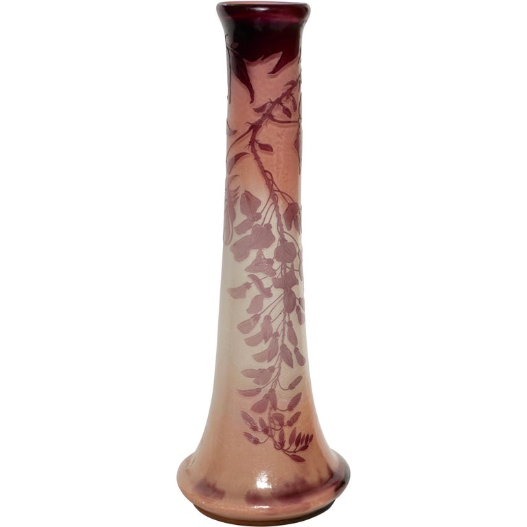 Monumental Emile Galle 23" Wisteria Vase, circa 1900 For Sale