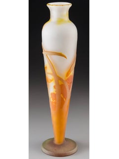 Monumental Emile Galle Art Nouveau Fire Polished Daffodil Vase. 1907