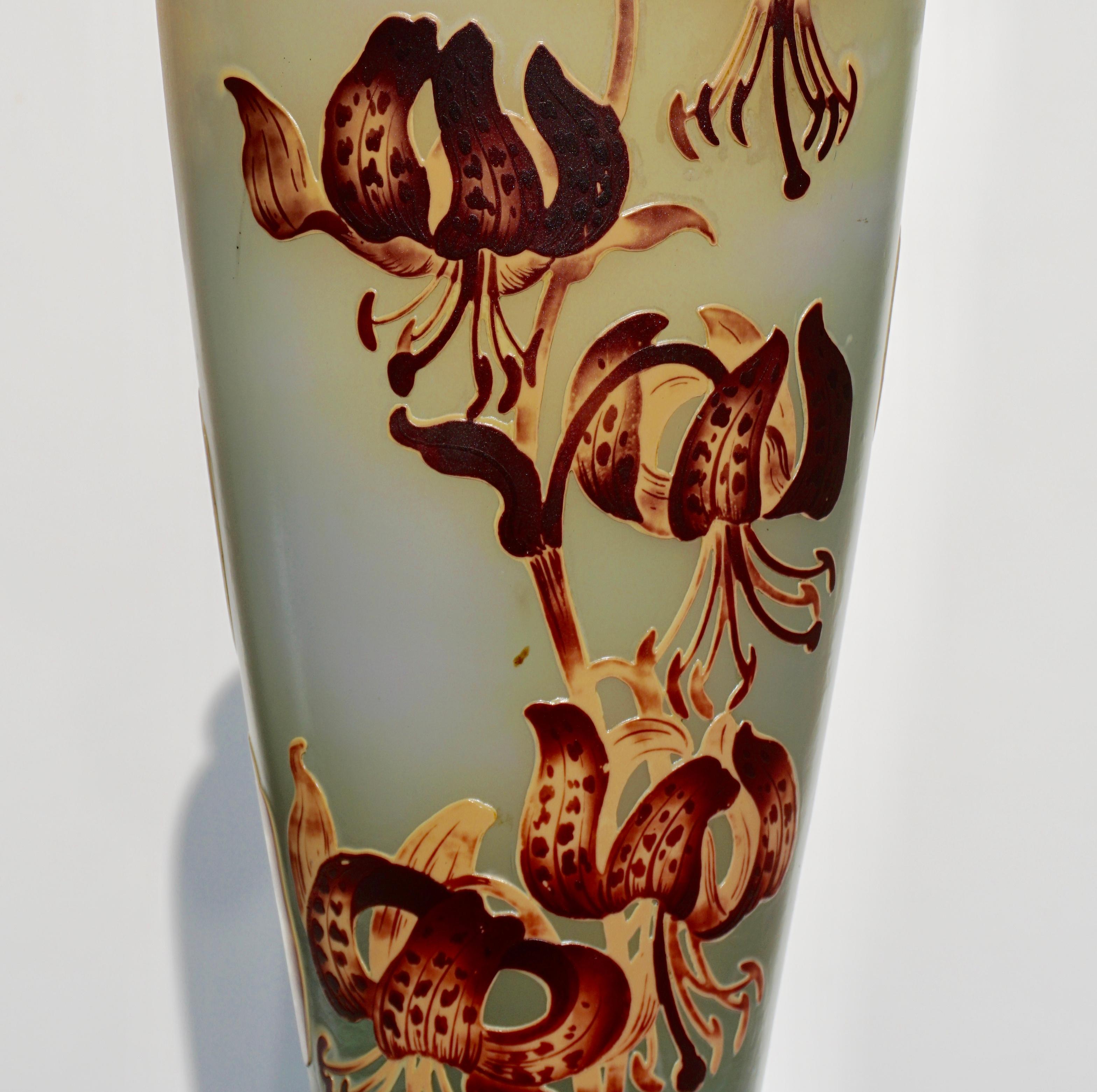 French Monumental Emile Galle Tiger Lily Cameo Vase