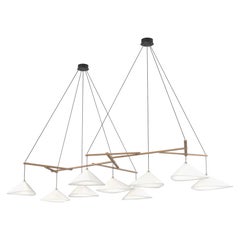 Monumentaler Daniel Becker Emily 9 Kronleuchter in Mattweiß/Eiche für Moss Objects