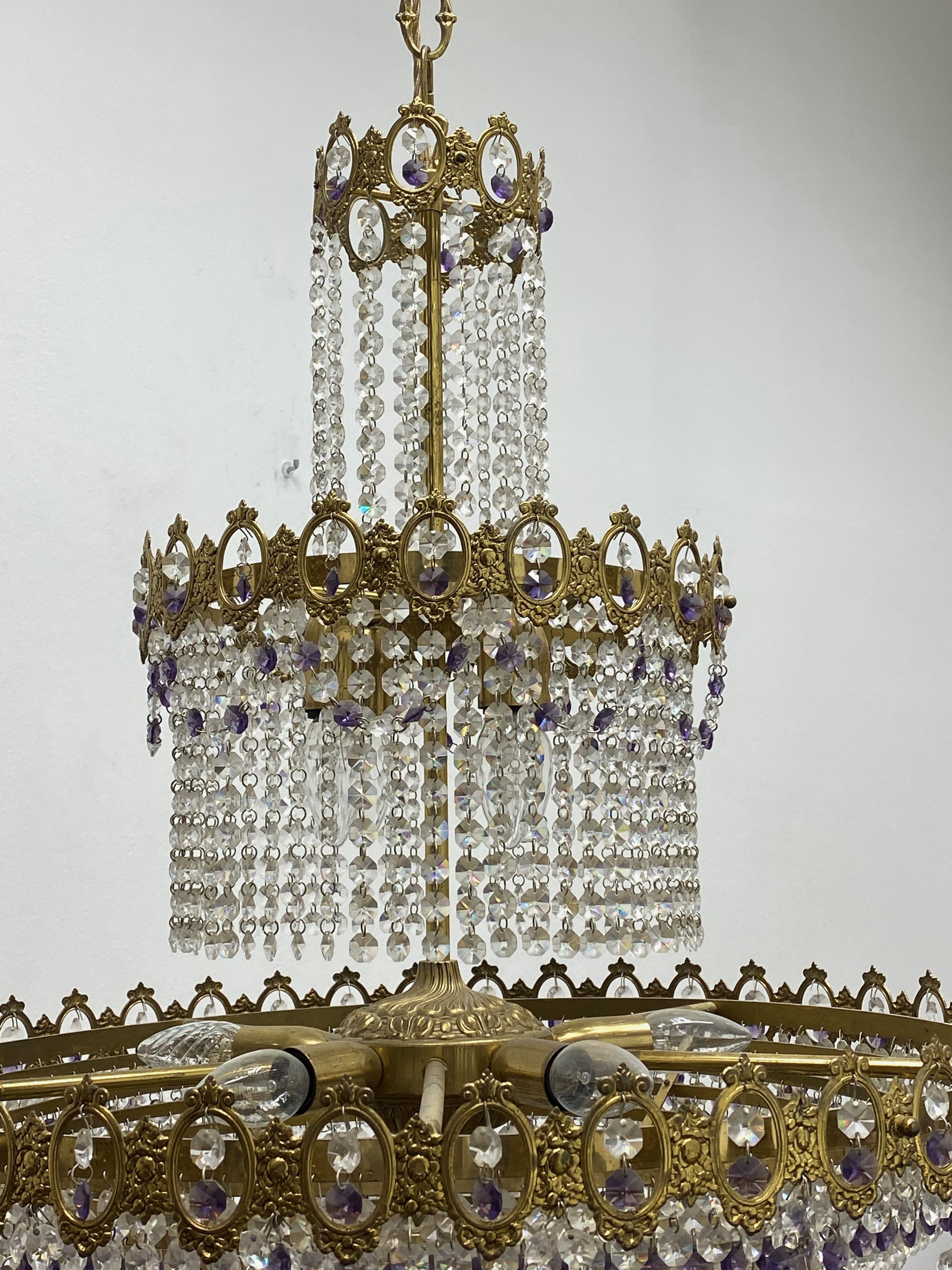 Monumental Empire Style Bronze and Crystal Chandelier, Austria, 1930s For Sale 2
