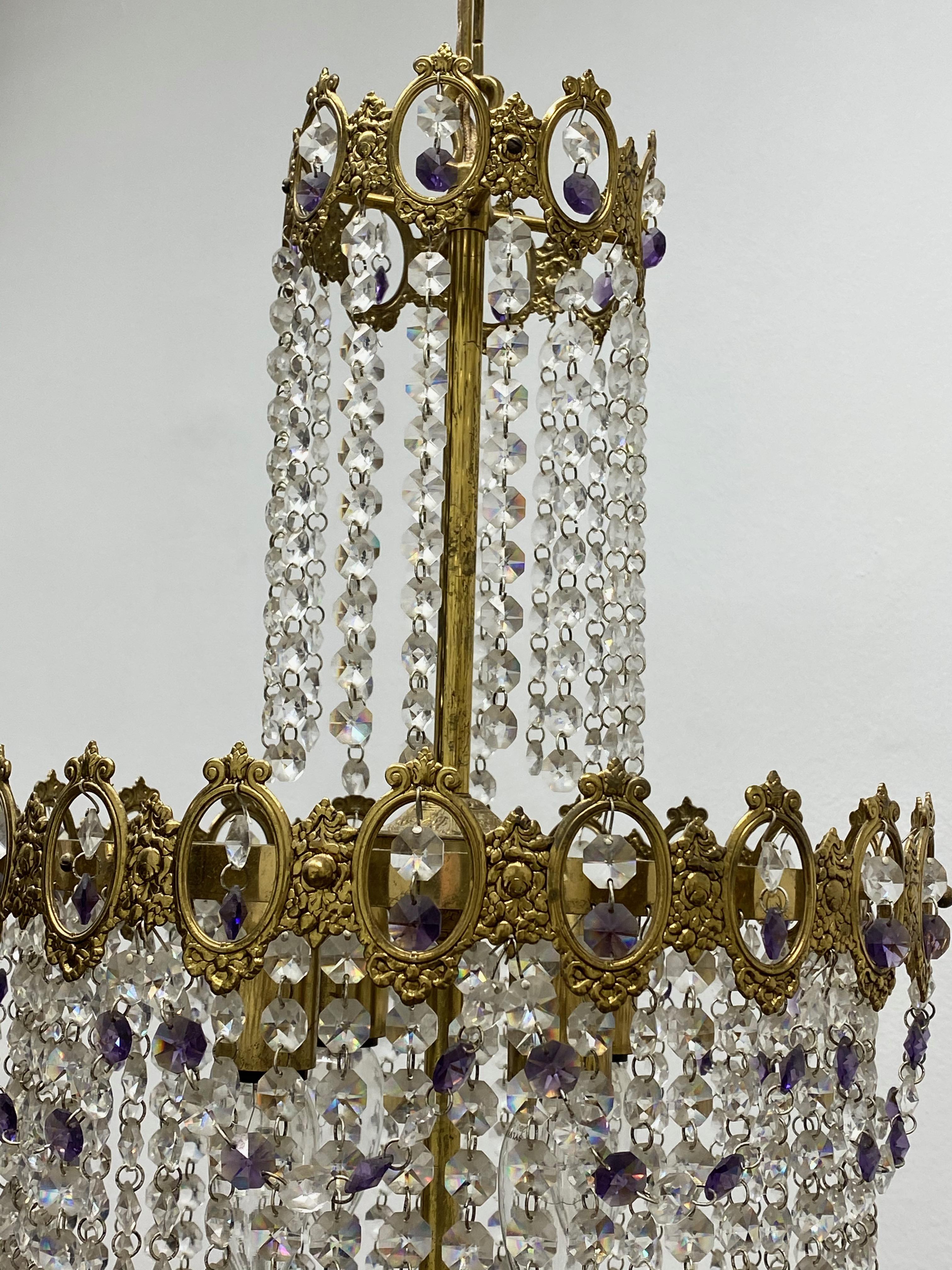 Monumentale lampadario in bronzo e cristallo in stile Impero, Austria, anni '30 in vendita 5