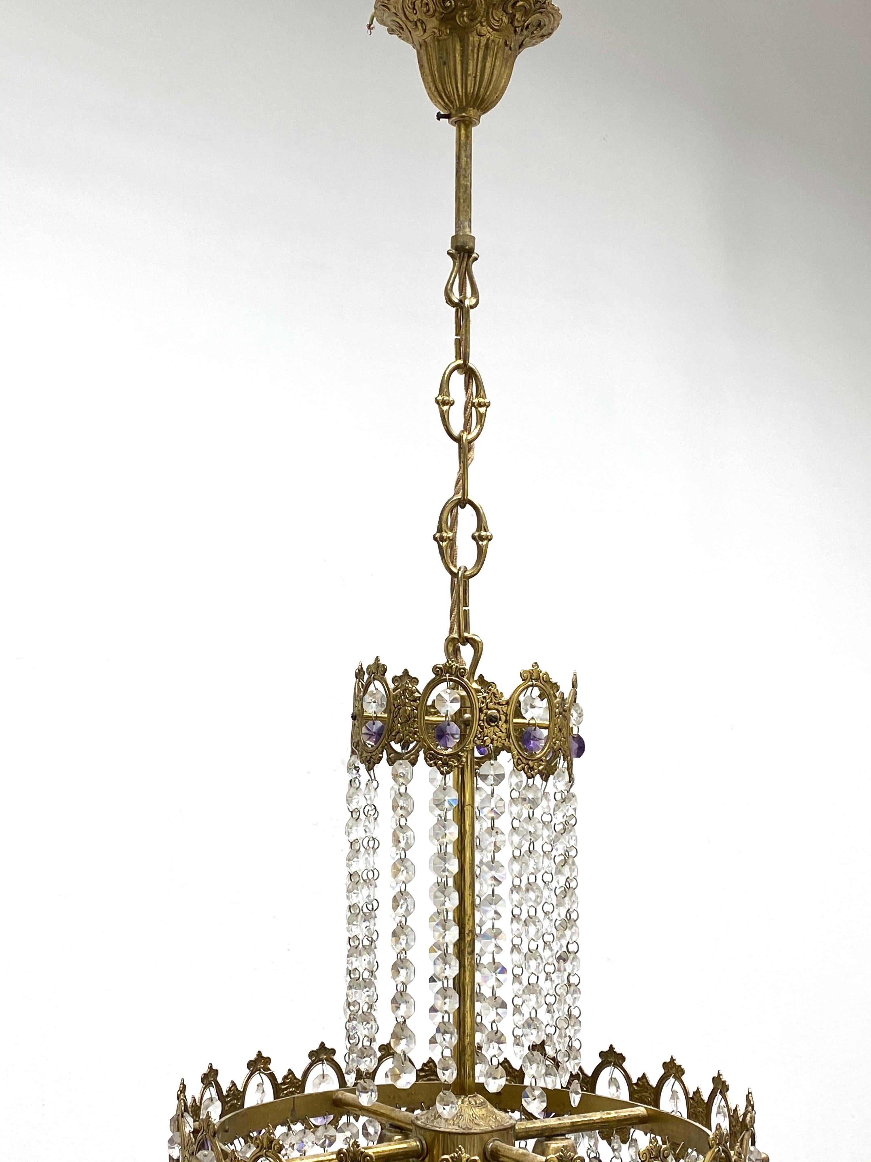 Monumental Empire Style Bronze and Crystal Chandelier, Austria, 1930s For Sale 5