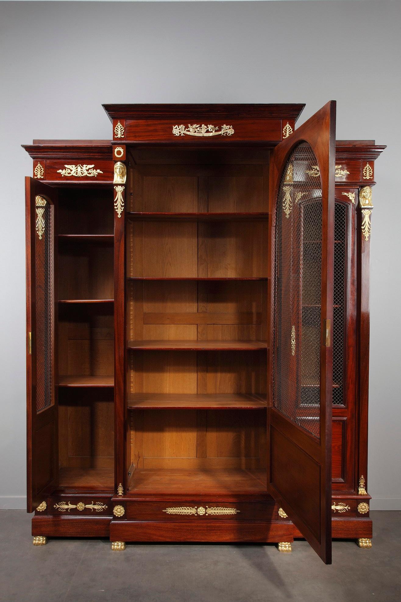 Monumental Empire-Style Mahogany Bookcase, Circa 1865 13