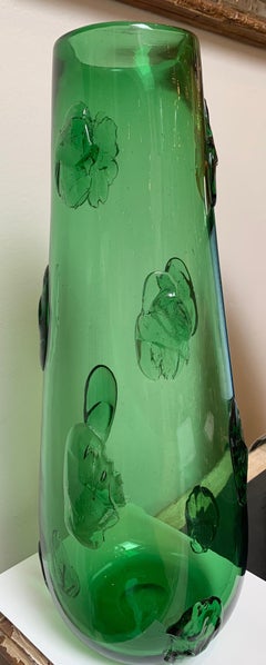 Monumental Empoli Glass Vase with Applique