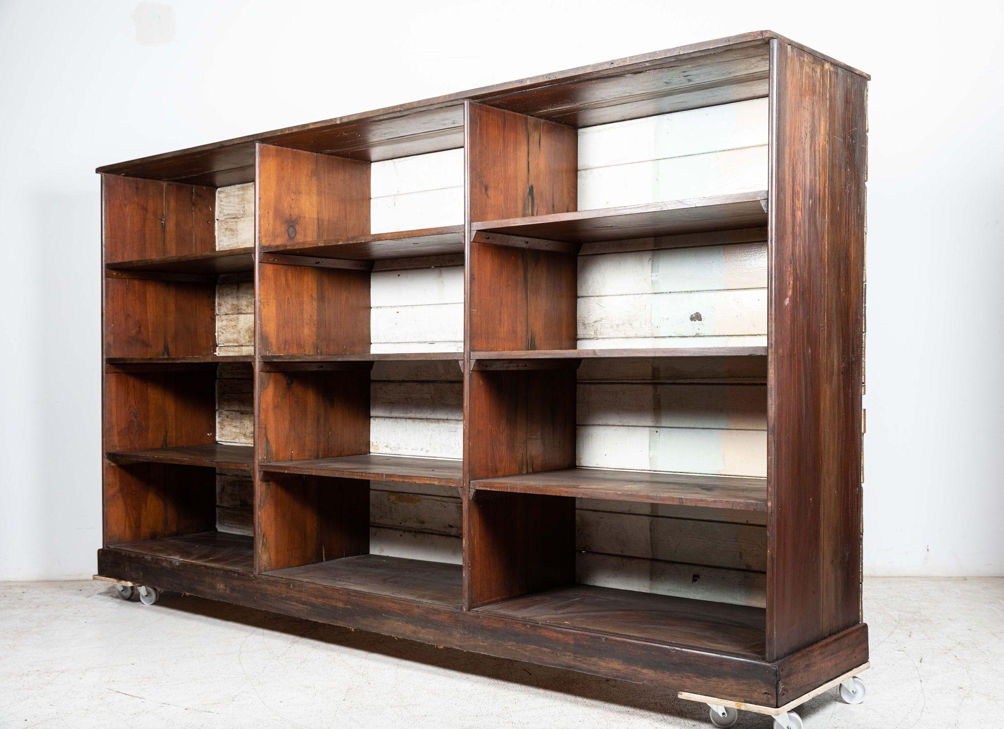 Late 19th Century Monumental English 19th C Ironmongers Pine Bookcase Cabinet For Sale