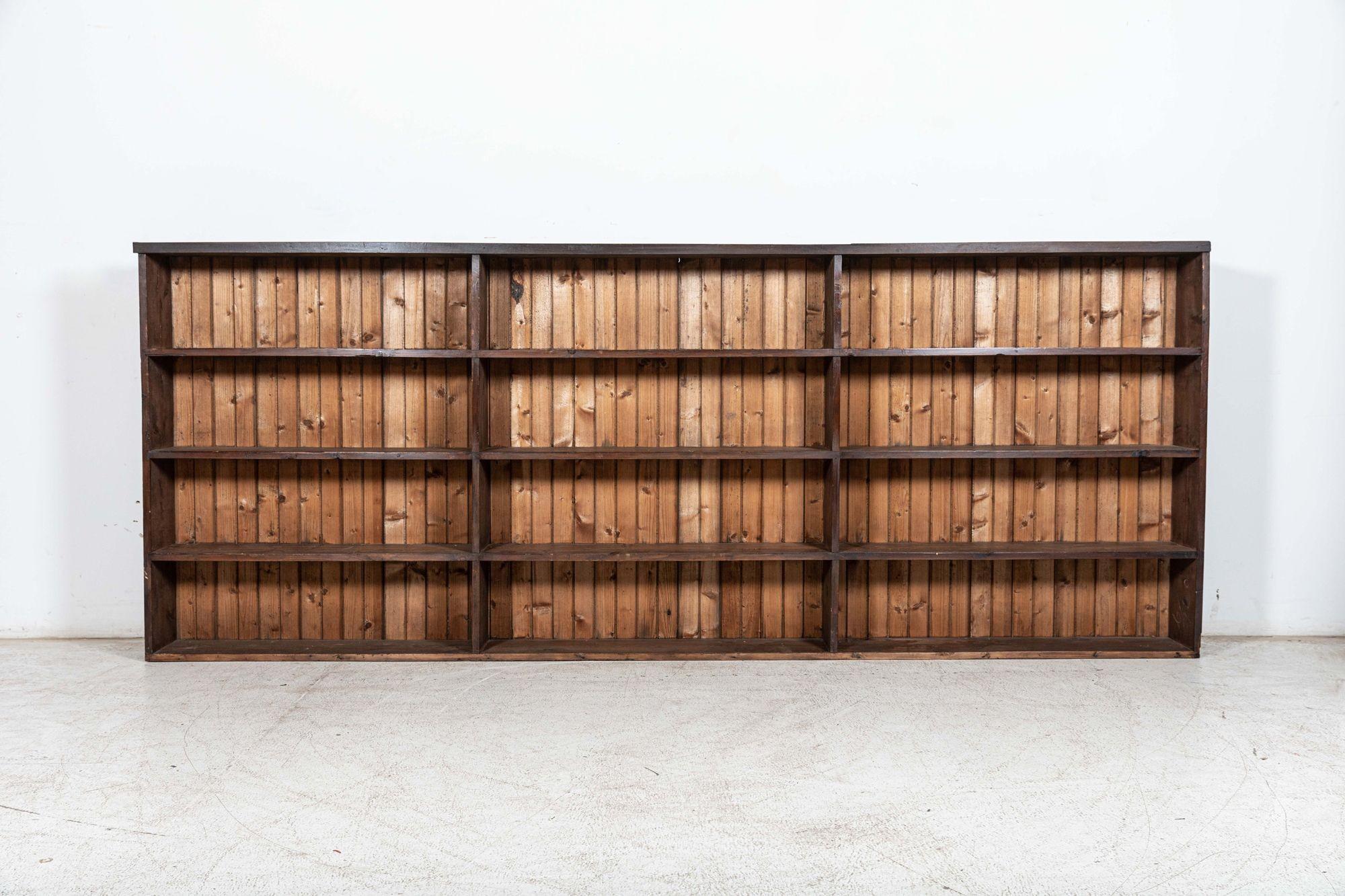 Late 19th Century Monumental English 19th C Ironmongers Pine Bookcase Cabinet For Sale