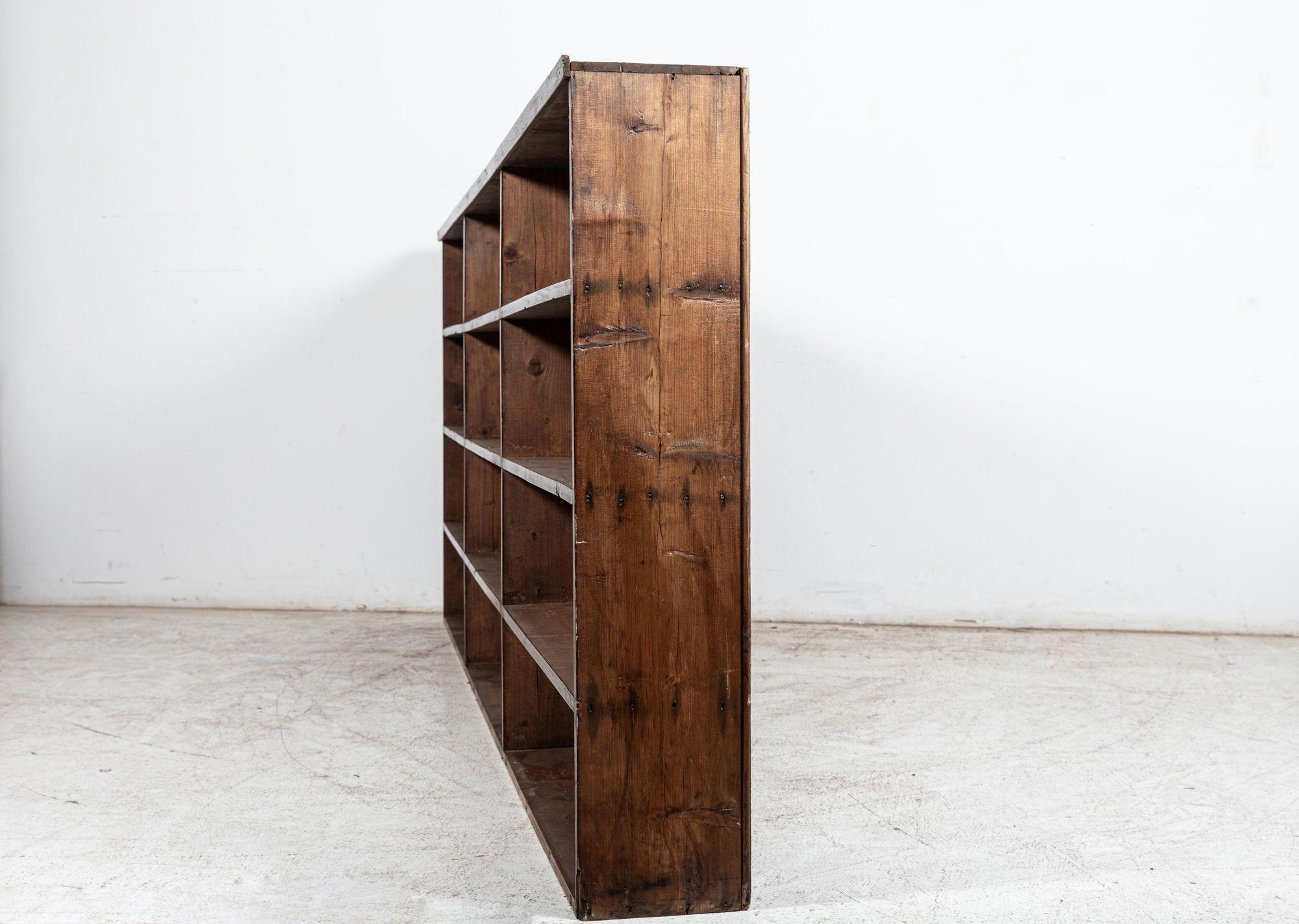 Monumental English 19th C Ironmongers Pine Bookcase Cabinet For Sale 1