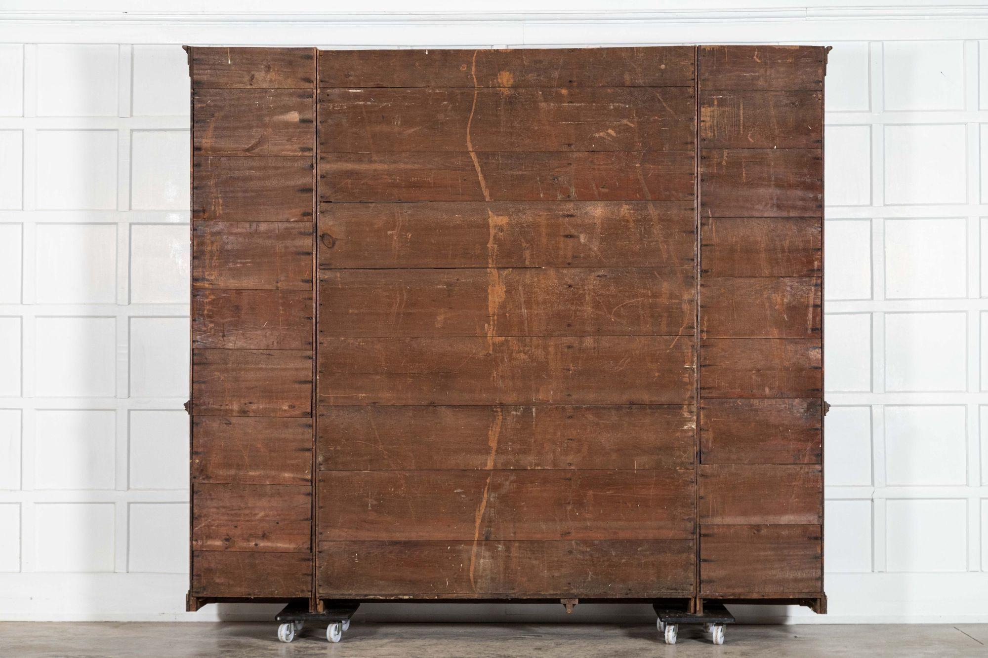 Monumental English 19thC Oak Breakfront Glazed Bookcase For Sale 11