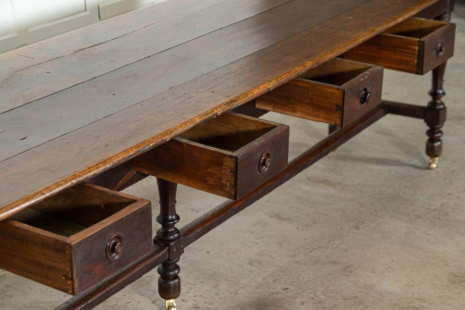 Monumental English 19thC Oak Refectory Table For Sale 7