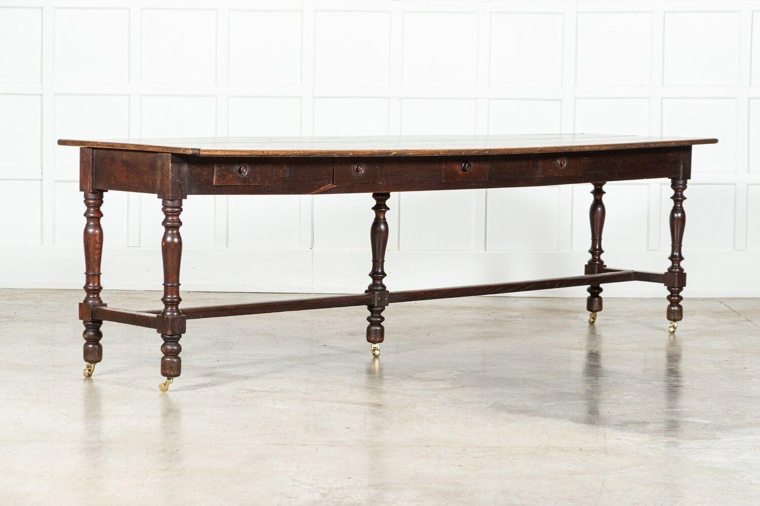 Monumental English 19thC Oak Refectory Table In Good Condition For Sale In Staffordshire, GB