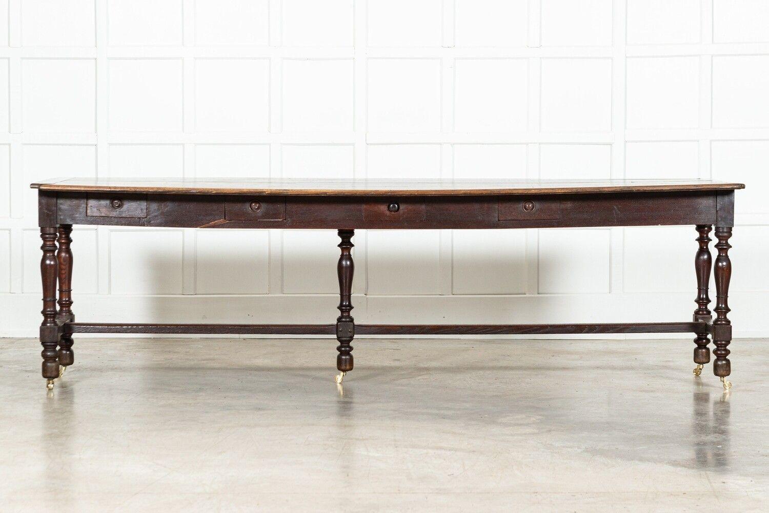 19th Century Monumental English 19thC Oak Refectory Table For Sale