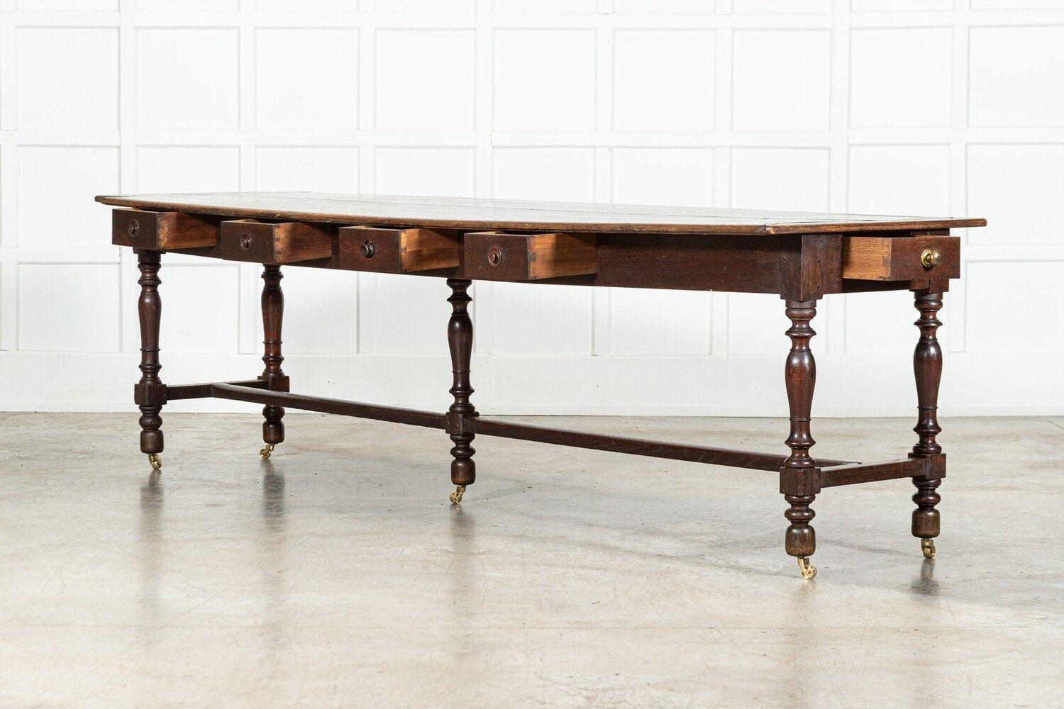 Monumental English 19thC Oak Refectory Table For Sale 1