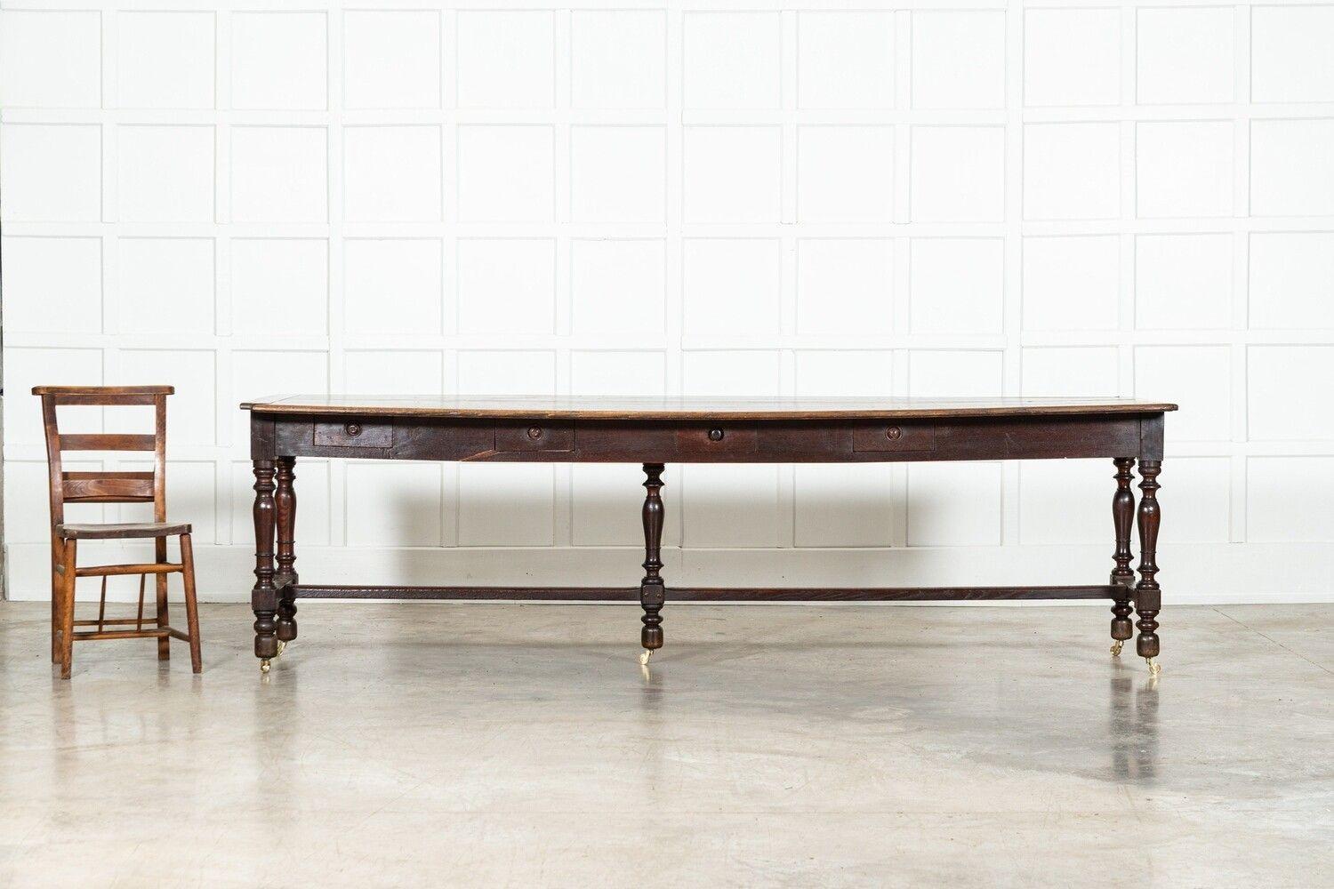 Monumental English 19thC Oak Refectory Table For Sale 5