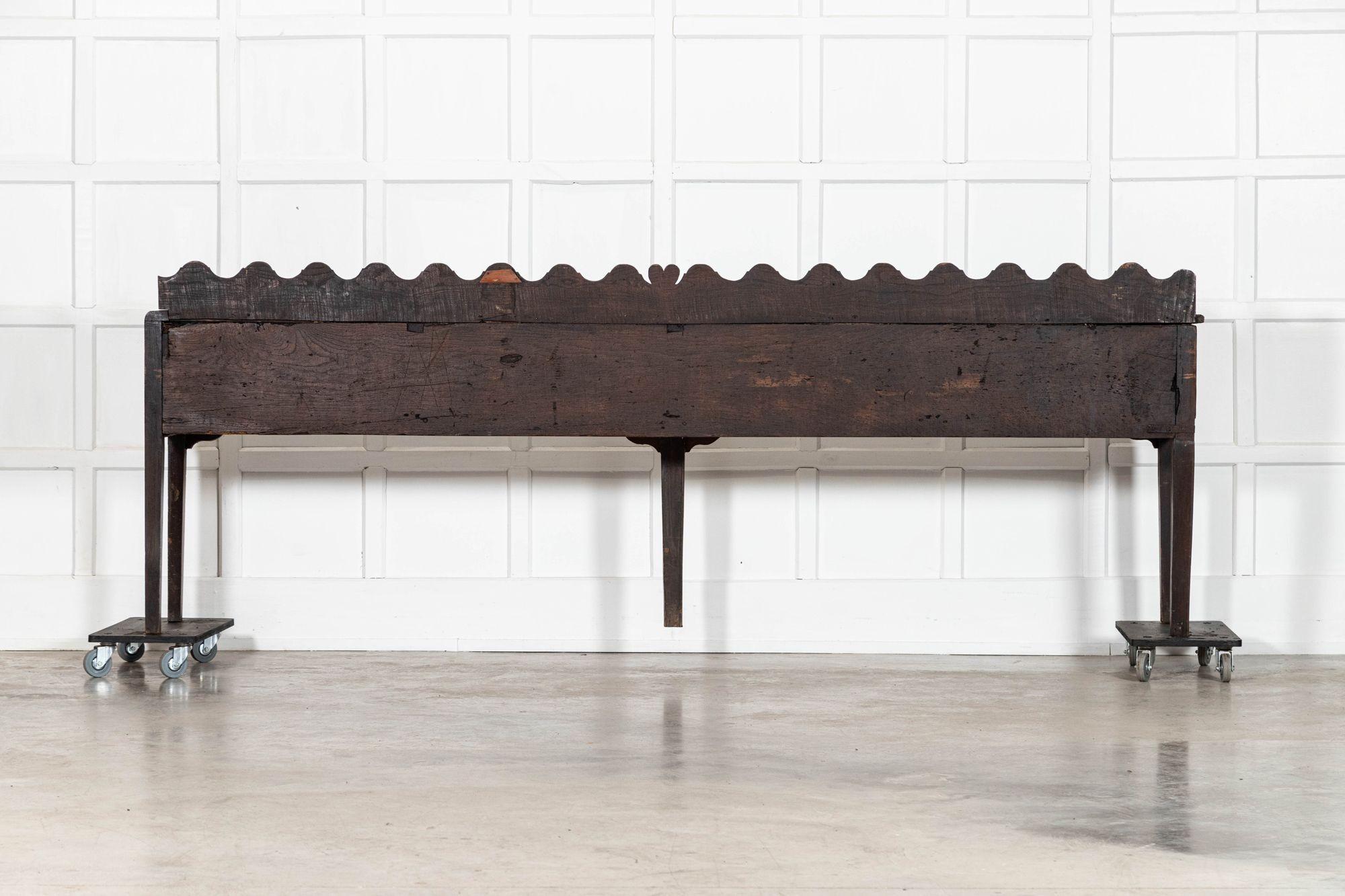 Monumental English 19thC Oak Vernacular Dresser Base in vendita 10
