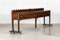 Monumental English 19thC Oak Vernacular Dresser Base