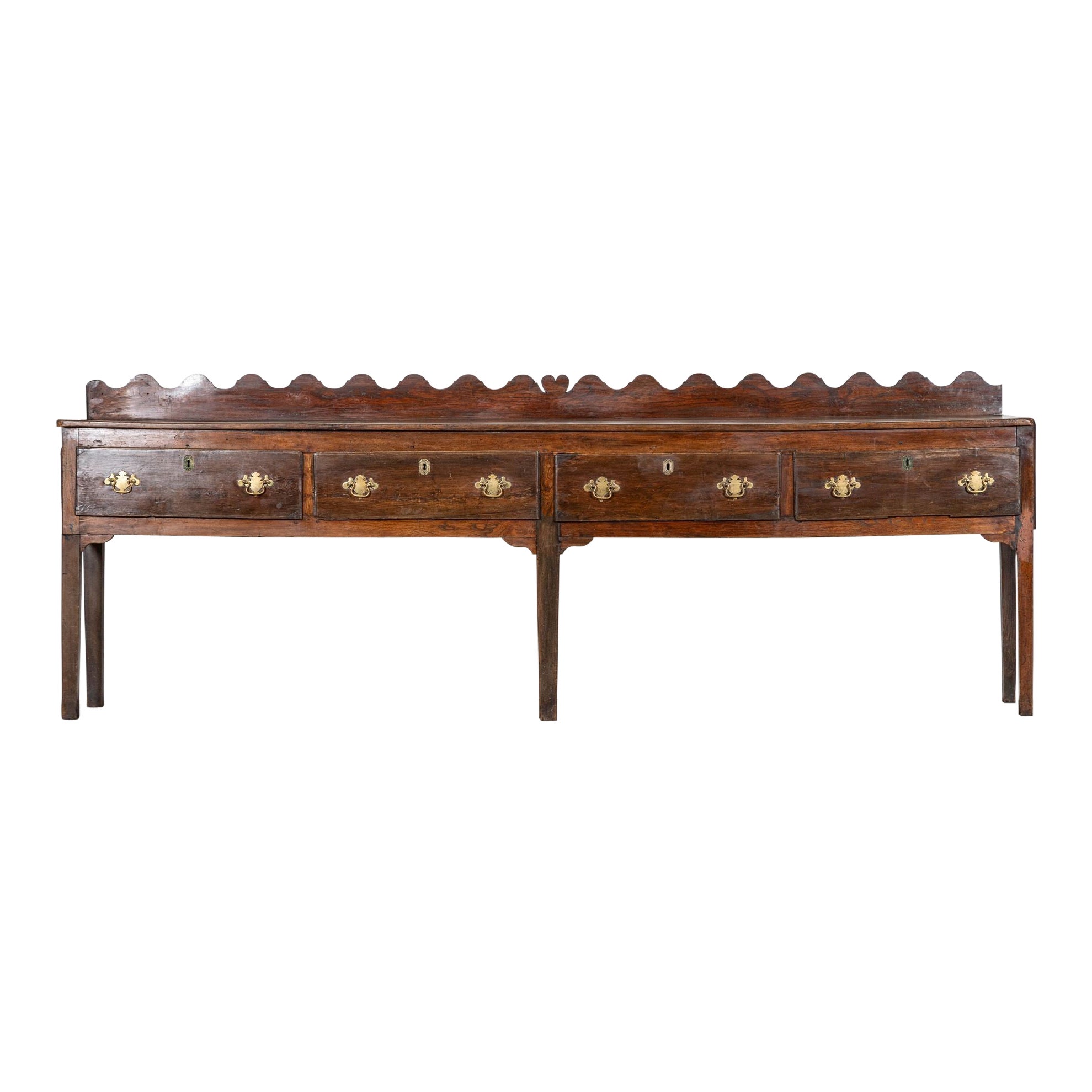 Monumental English 19thC Oak Vernacular Dresser Base