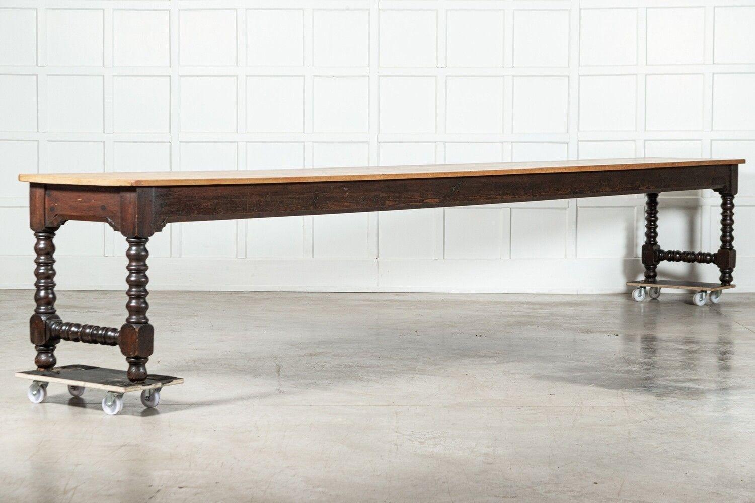 Monumental English 19thC Pine Convent Refectory Table For Sale 1