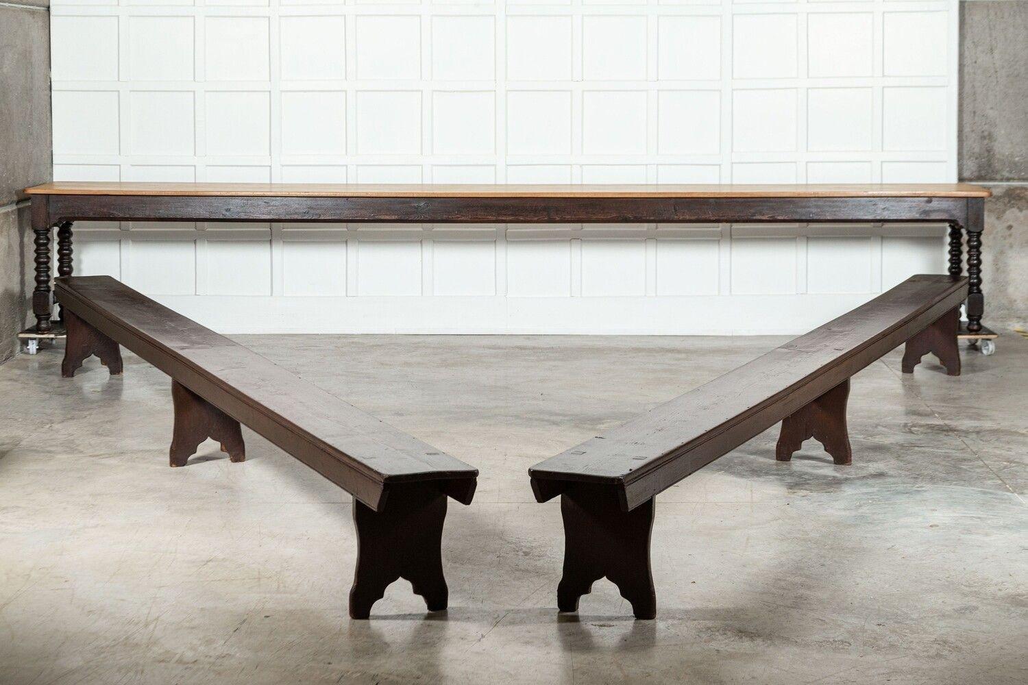 Monumental English 19thC Pine Convent Refectory Table For Sale 5