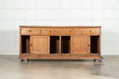 Monumental English 19thC Pine Dresser Base