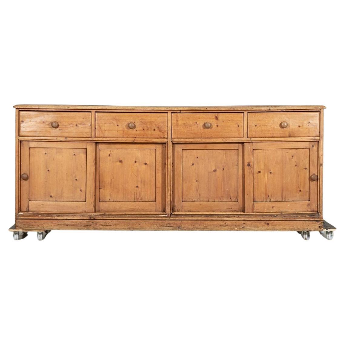 Monumental English 19thC Pine Dresser Base