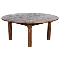 Monumental English Circular Oak Dining Table