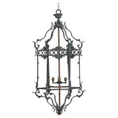 Monumental English Country Estate 19th Century Verdigris Bronze Lantern