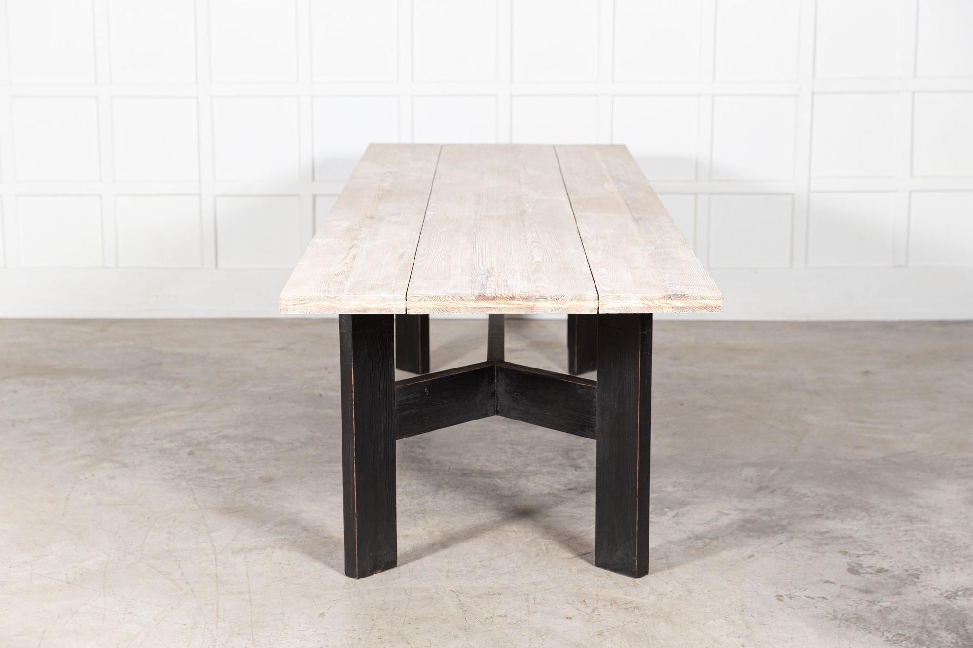 Monumental English Ebonised Bleached Brutalist Pine Dining Table For Sale 6