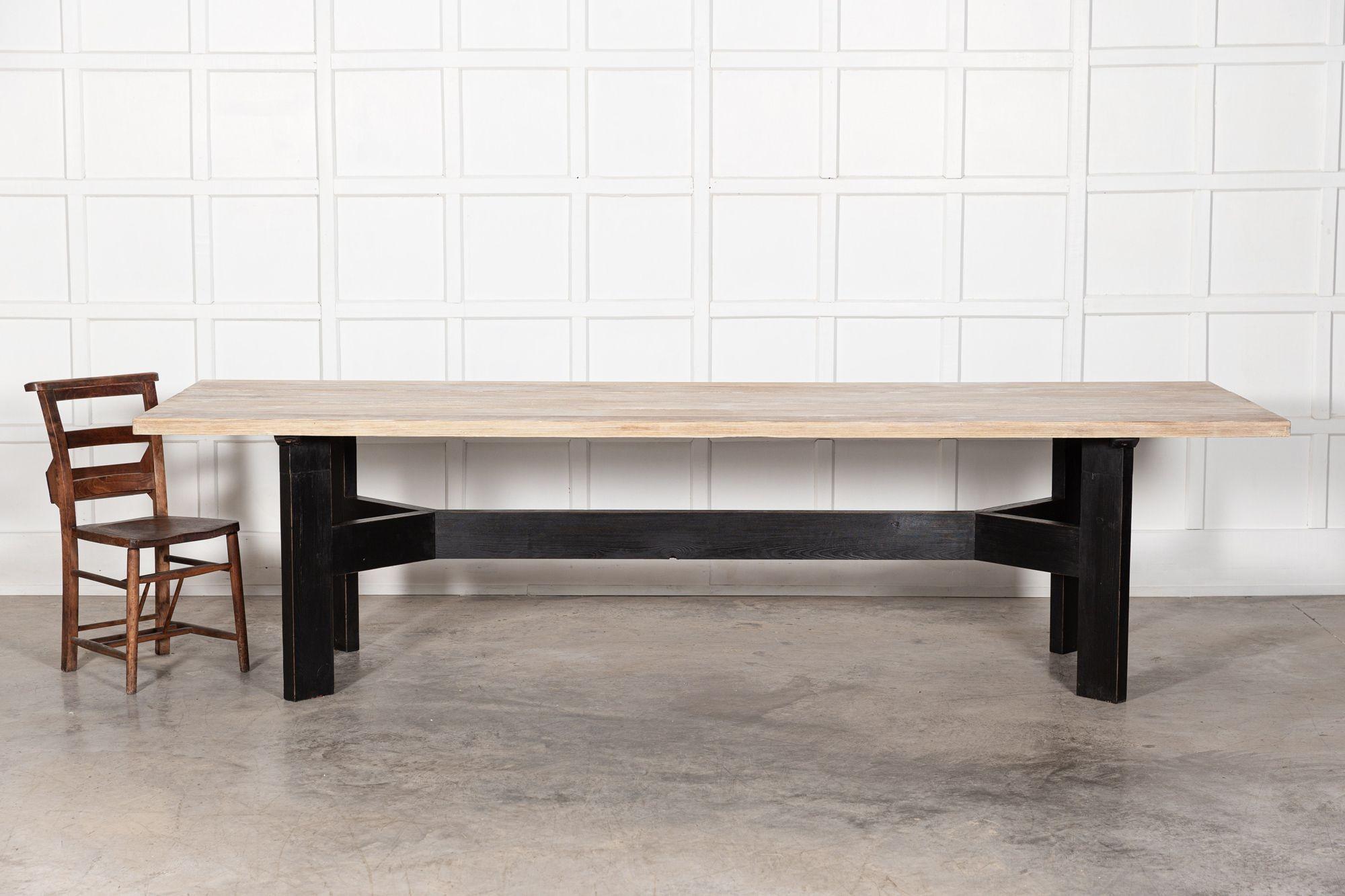 Monumental English Ebonised Bleached Brutalist Pine Dining Table For Sale 2