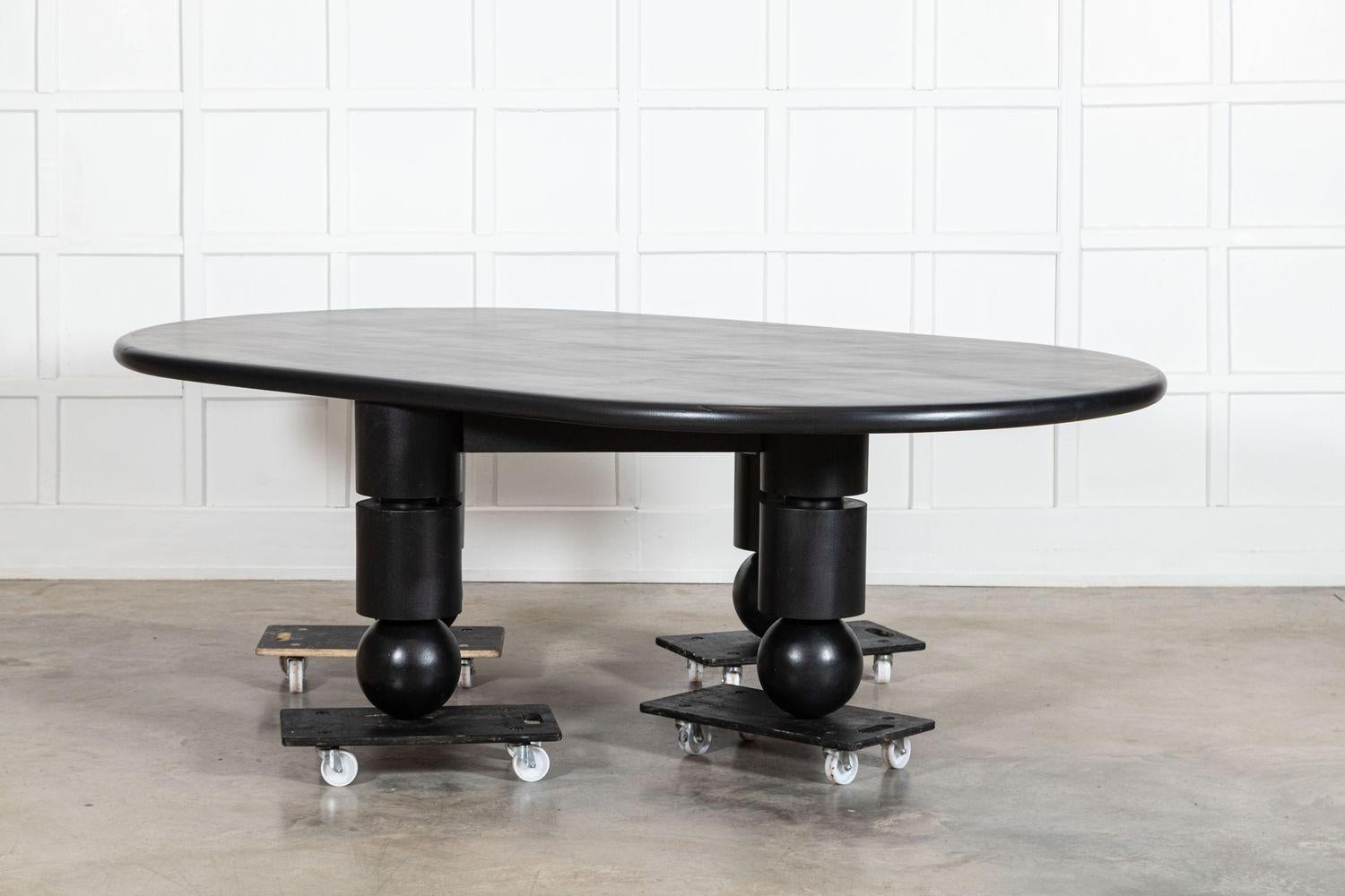 Monumental English Ebonised Brutalist Elm Dining Table For Sale 7