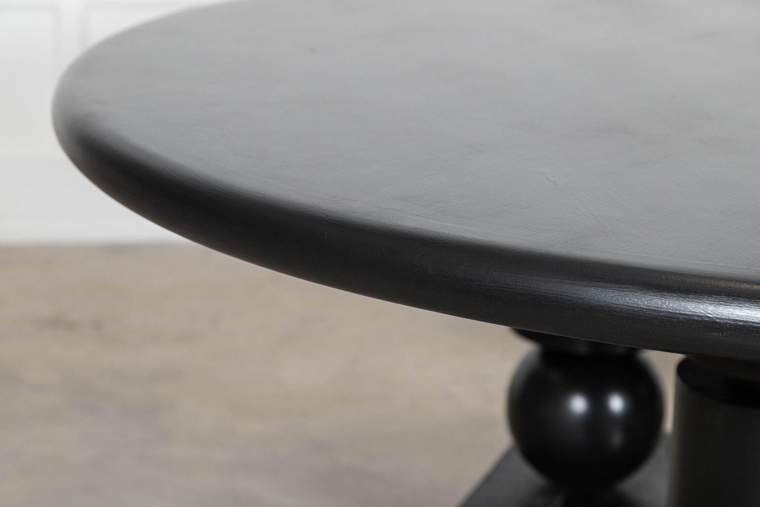 Monumental English Ebonised Brutalist Elm Dining Table For Sale 8