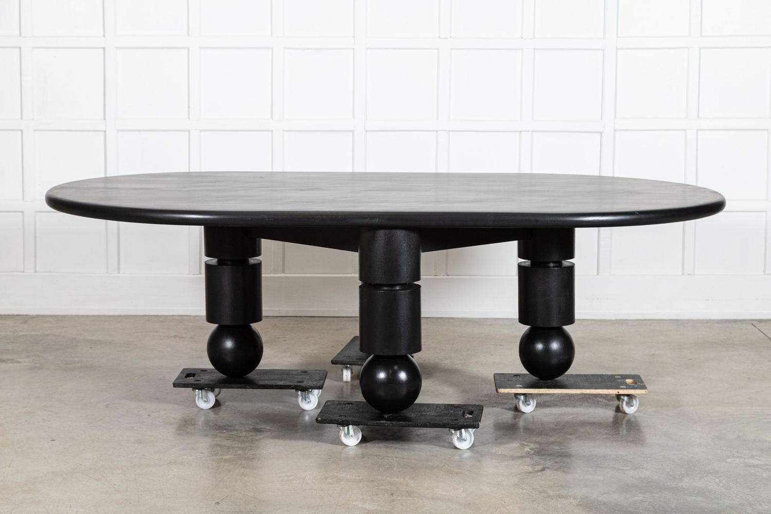 Monumental English Ebonised Brutalist Elm Dining Table For Sale 9