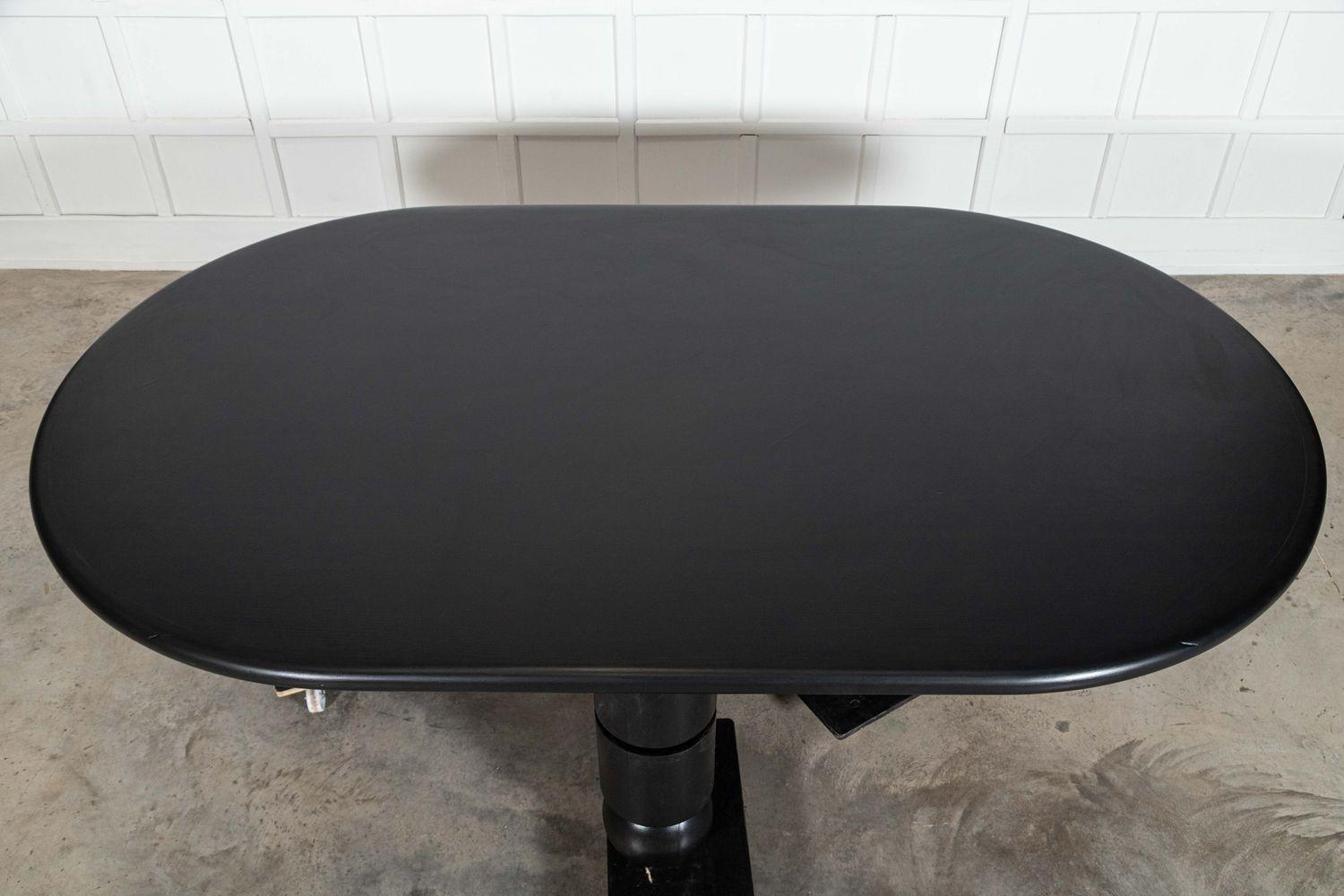 Monumental English Ebonised Brutalist Elm Dining Table For Sale 2