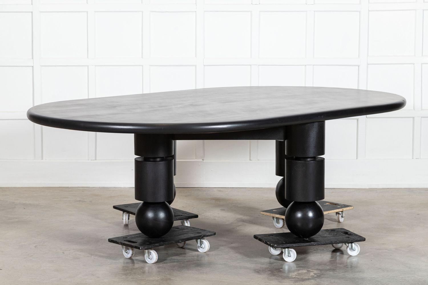 Monumental English Ebonised Brutalist Elm Dining Table For Sale 5