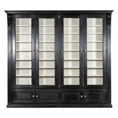 Monumental English Ebonised Mahogany Glazed Bookcase