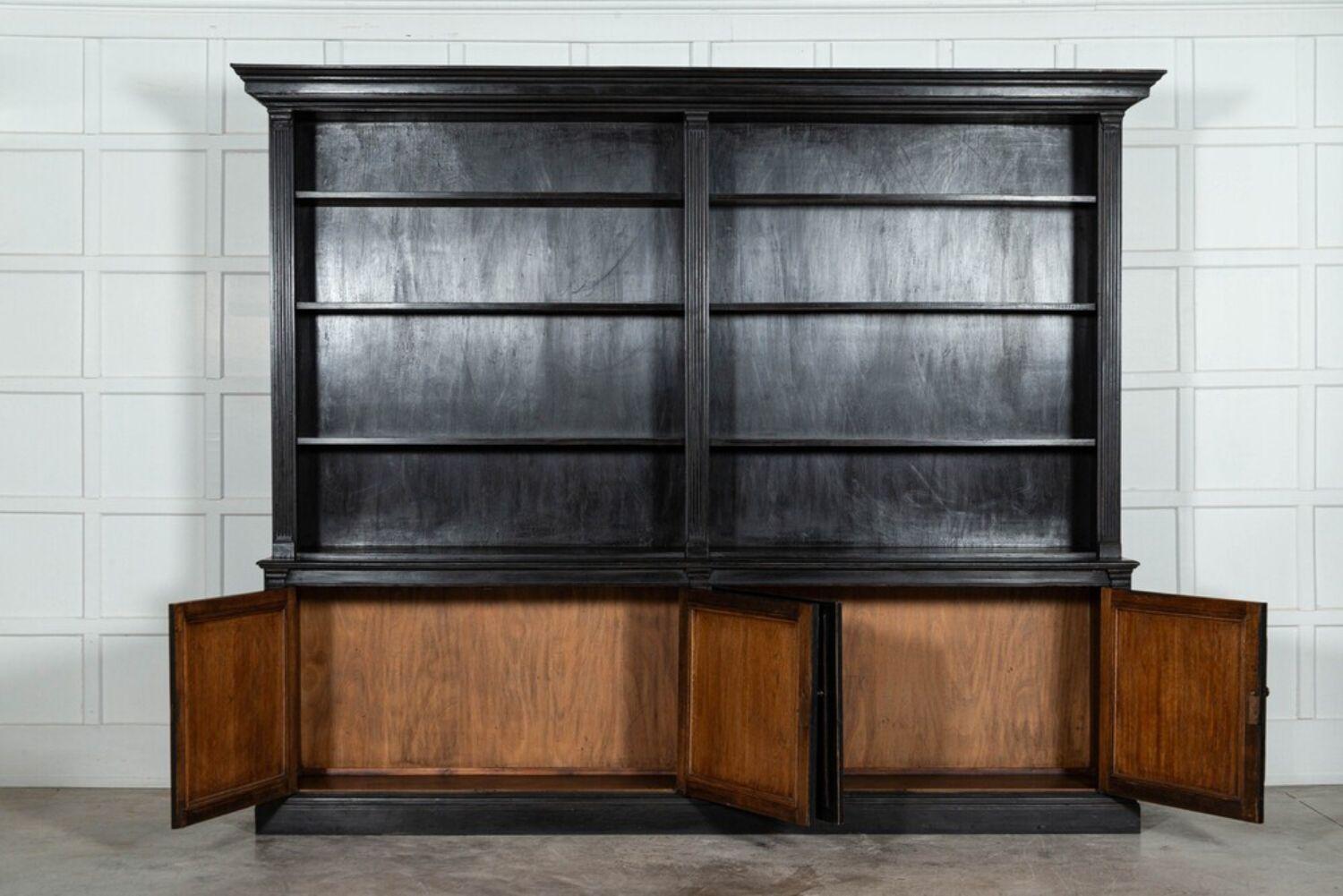 circa 1890
Monumental English Ebonised Oak Breakfront Bookcase
sku 1559
Provenance: By repute formerly owned by musician Nick Cave, purchased from his Brighton home.
Claveys Farmhouse, Mells Green, Somerset. England
Together W280 x D42 x H228