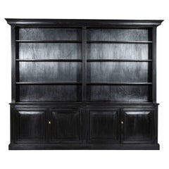 Monumental English Ebonised Oak Breakfront Bookcase