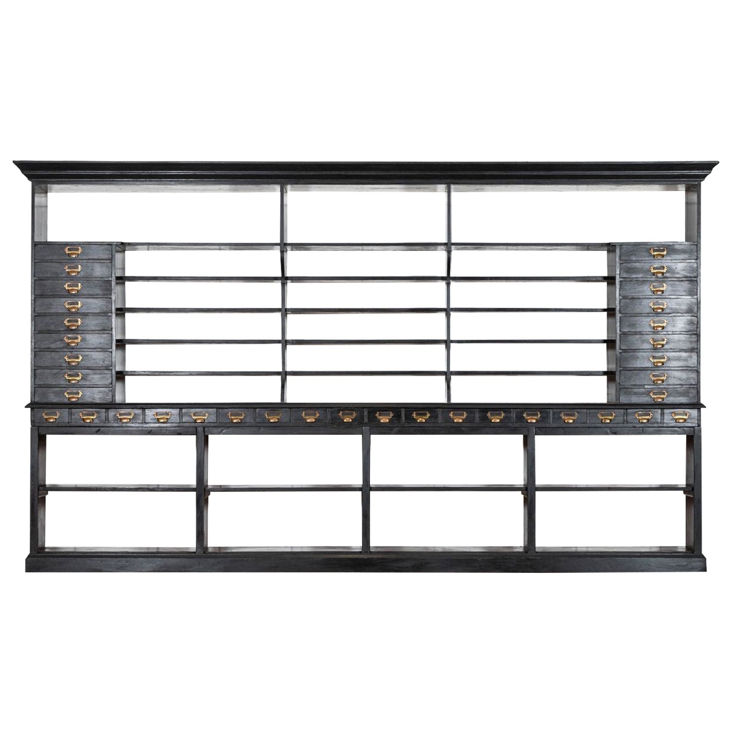 Monumentale espositore da negozio inglese in Oak ebanizzato in vendita