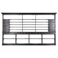 Monumental English Ebonised Oak Shop Display Cabinet Monumental English Ebonised Oak Shop Display Cabinet