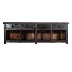 Monumental English Ebonised Pine Work Table / Island