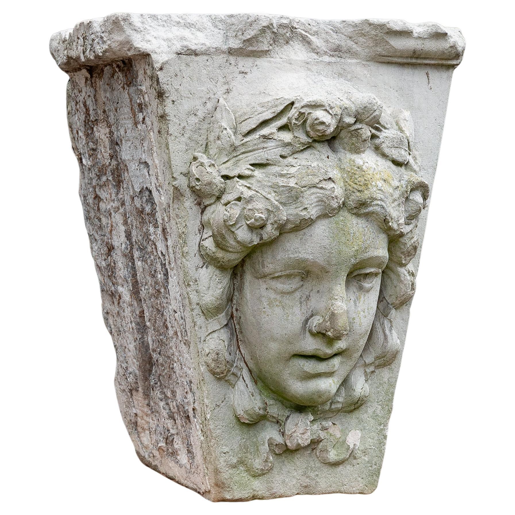 Monumental English Edwardian Portland Stone Keystone For Sale