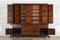 Monumental English Georgian Breakfront Oak Estate Housekeepers Cupboard