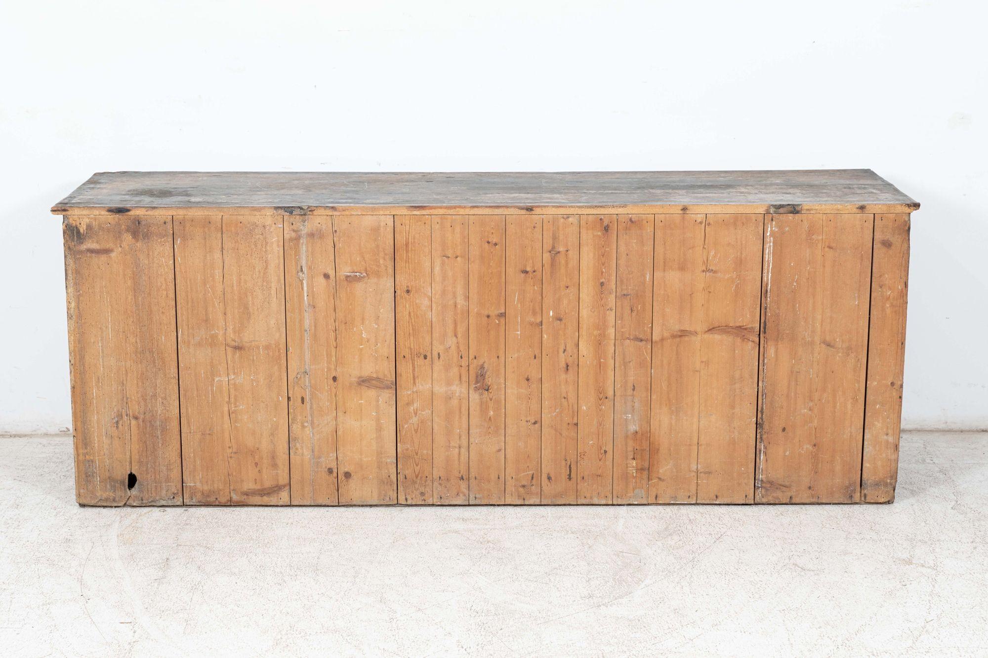 Monumental English Georgian Country Pine Dresser Base For Sale 8