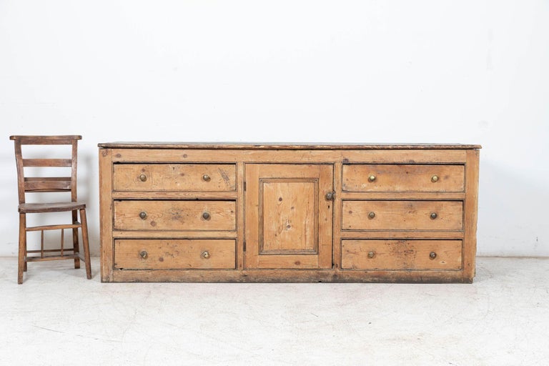 Monumental English Country Pine Dresser Base For Sale at 1stDibs