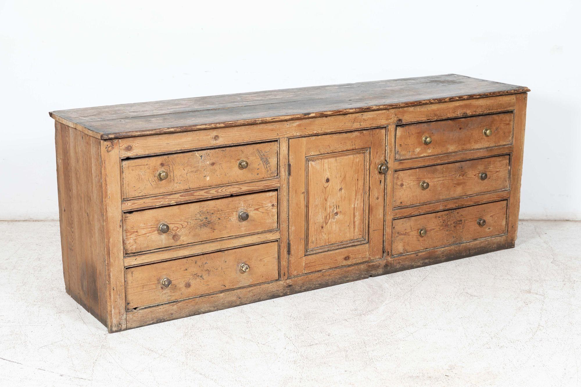 Mid-19th Century Monumental English Georgian Country Pine Dresser Base For Sale