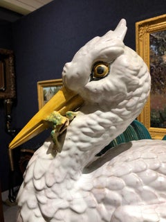 Monumental English Japonisme Majolica Crane