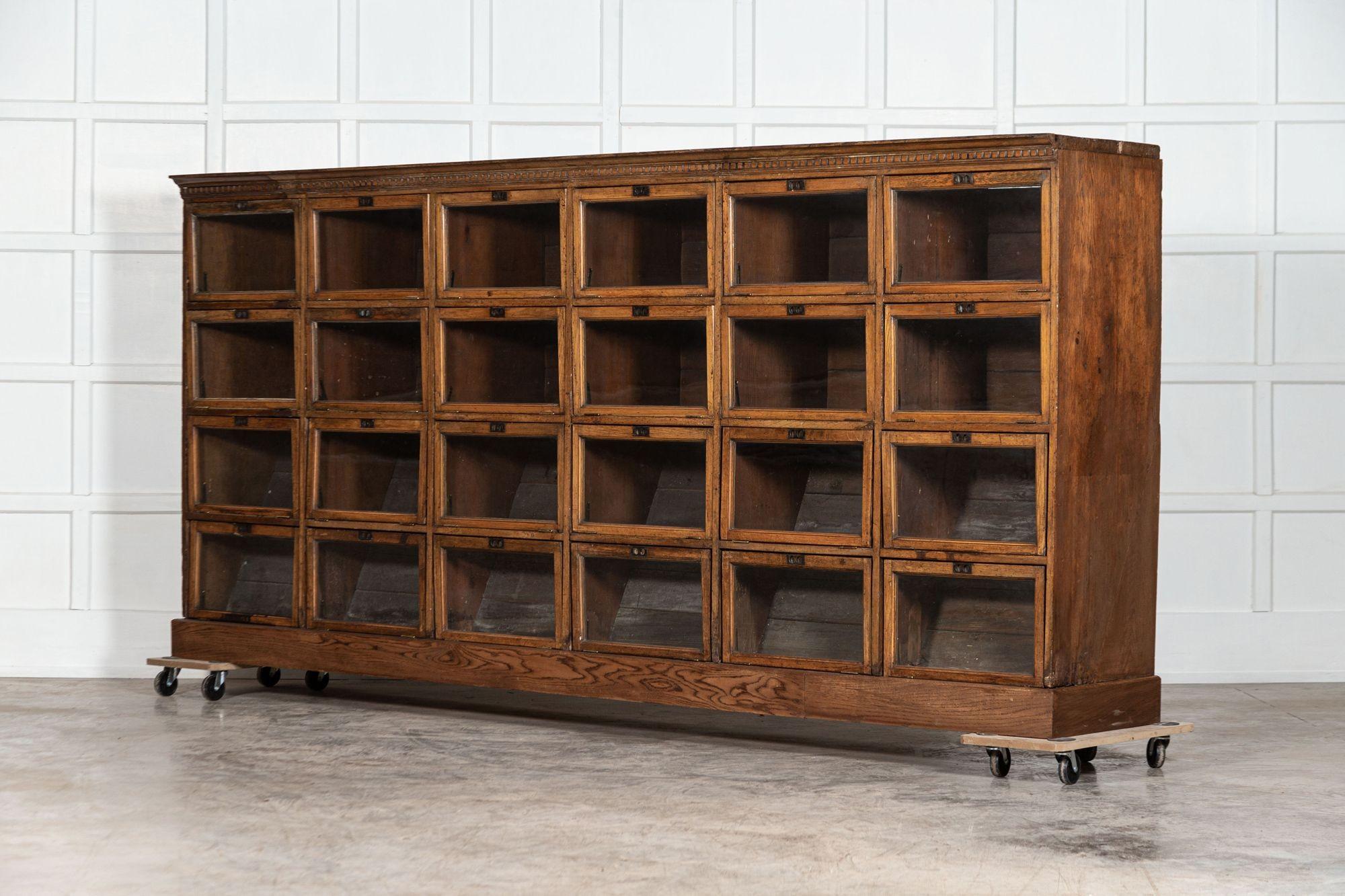 19th Century Monumental English Oak Barristers Bookcase Cabinet
