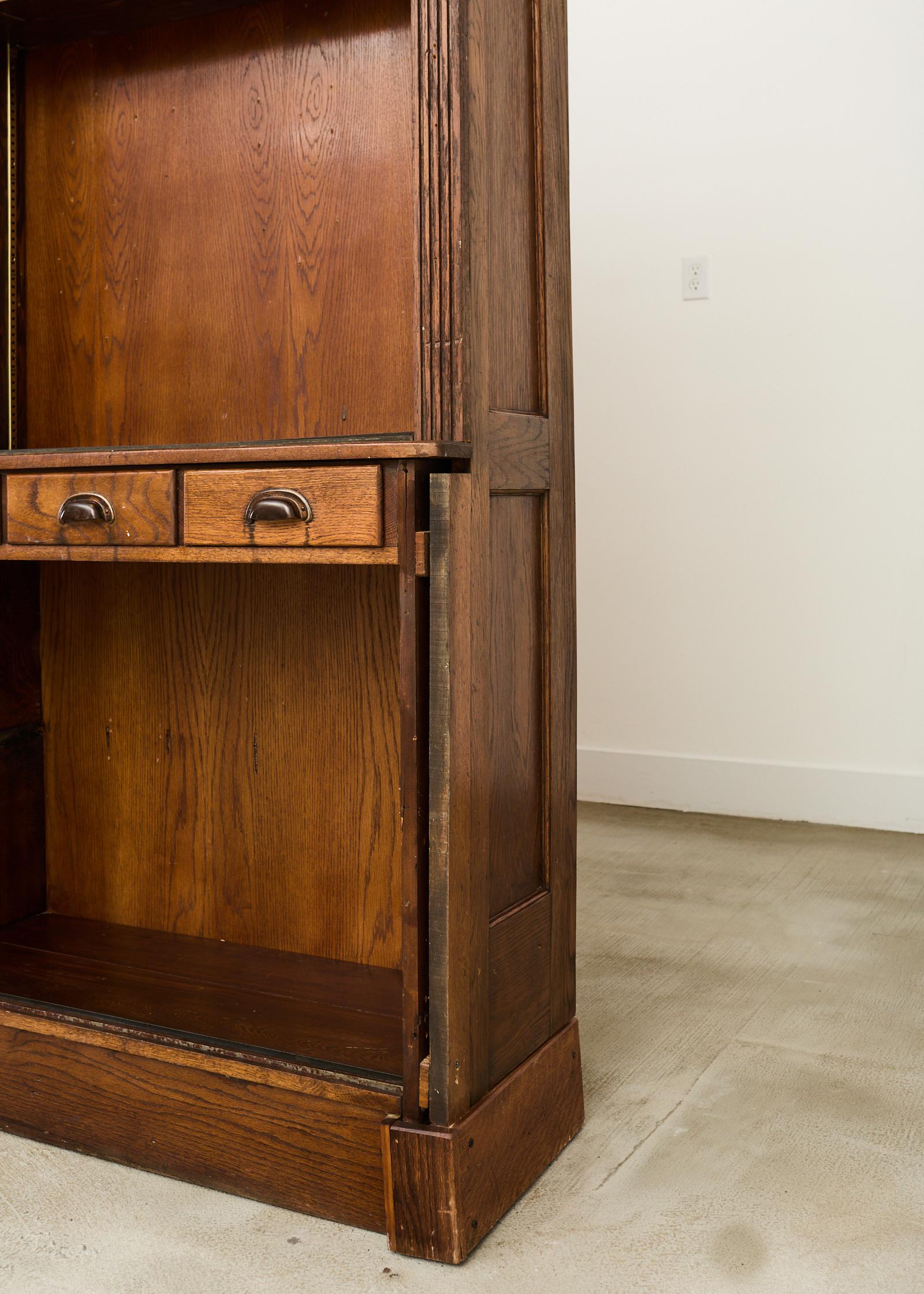 Monumental English Oak Haberdashery Display Bookcase Cabinet 18 ft. 11