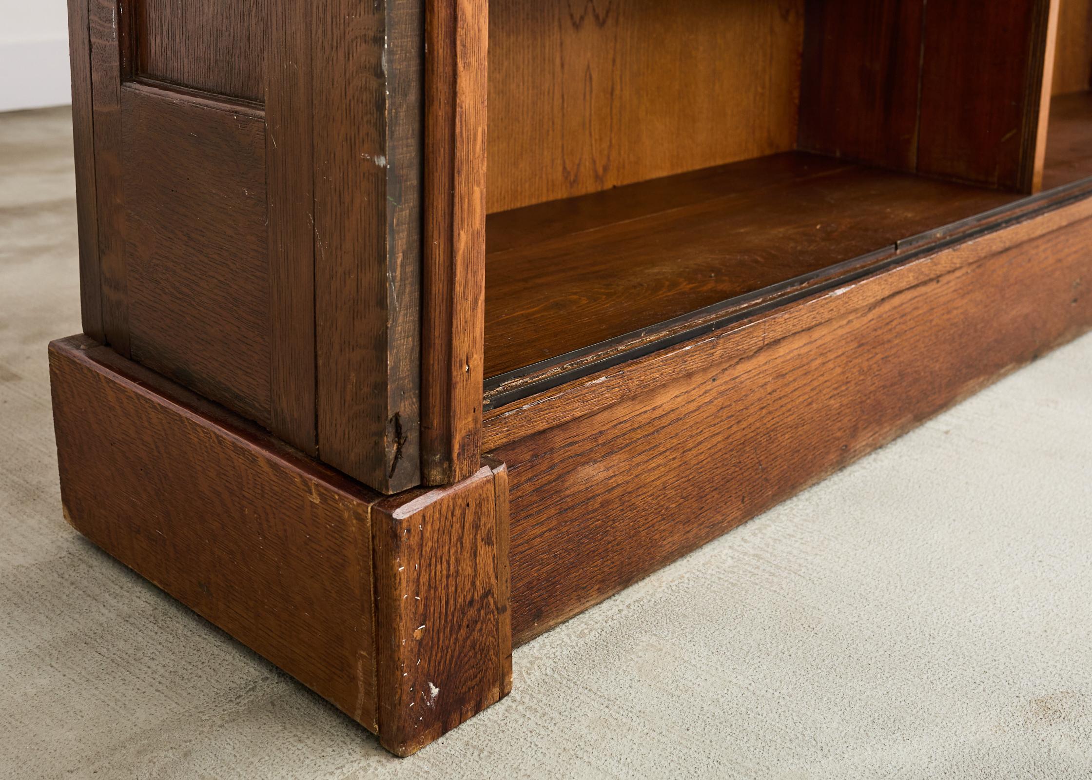 Monumental English Oak Haberdashery Display Bookcase Cabinet 18 ft. 2