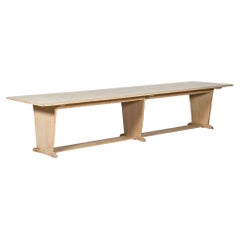 Table de réfectoire monumentale en frêne peint anglais